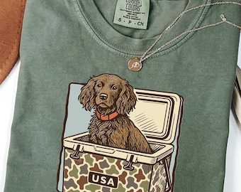 Comfort Colors® Hunting Dog Cooler Shirt, USA Camo Ice Chest Shirt, Country Dog Summer Shirt, Funny Outdoors Dog Shirt, Southern Pup Tee