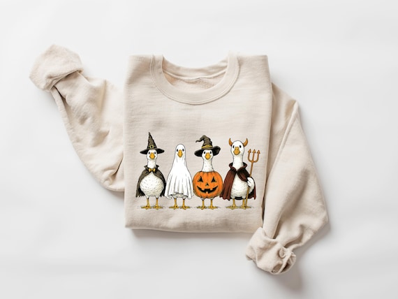 Boo Ghost Goose Sweatshirt, Spooky Season Shirt, Spooky Goosey Shirt , Pumpkin Goose Shirt, Cute Fall Spooky Tee, Fall Funny Tee