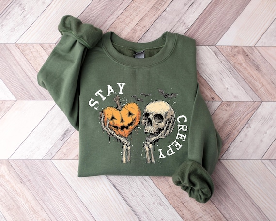 Creepy Sweatshirt, Womens Halloween Sweatshirt, Cute Skeleton Hands Tee, Funny Halloween Outfit, Skull Tee, Spooky Season Shirt