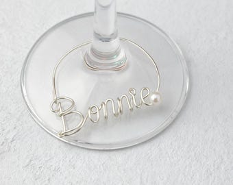Adorno para copa de vino, recuerdos de boda, nombre personalizado, regalos para despedida de soltera, regalos para damas de honor, adorno para copa de vino, regalo de Navidad