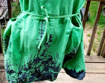 Lime Green Cotton Tree Graphic Mini Shirt Sundress