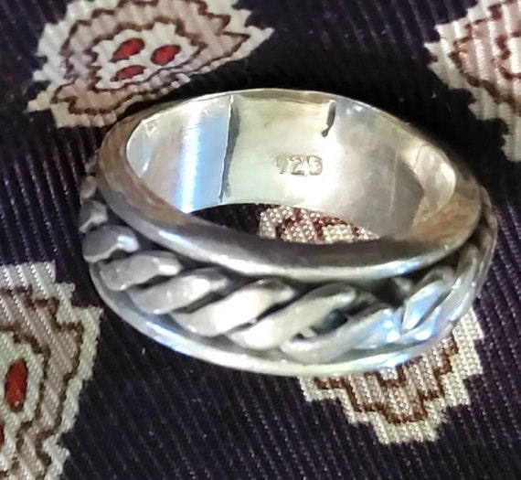 Rope Pattern Sterling Silver Spinner Ring Band Sz… - image 1