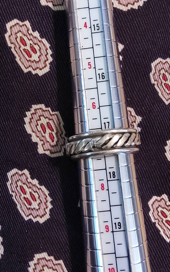 Rope Pattern Sterling Silver Spinner Ring Band Sz… - image 3
