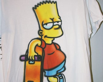 Vintage Y2K Simpsons Bart T-Shirt, Retro Cartoon Graphic, Size M