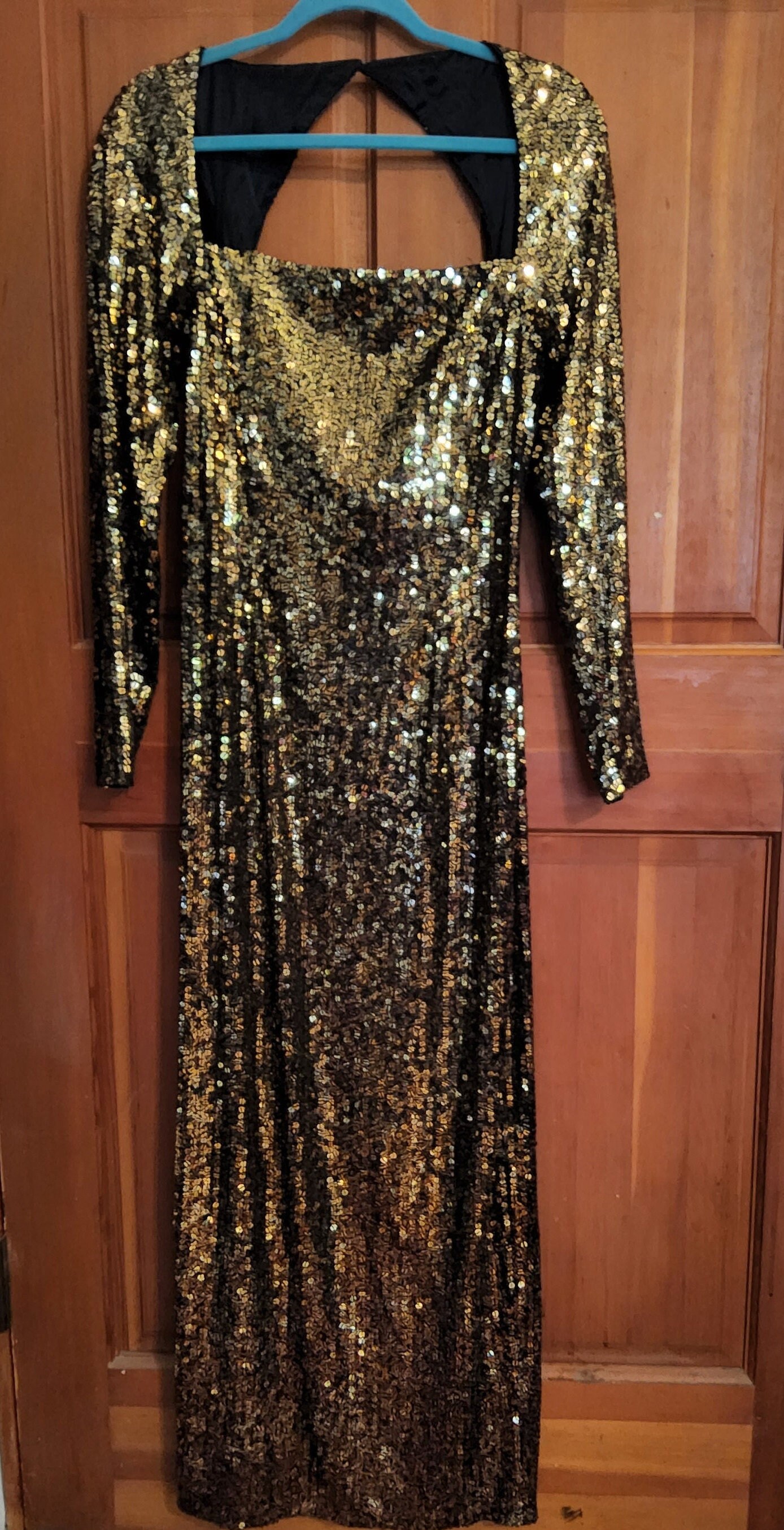 Black Gold Sequin Dress Maxi - Etsy