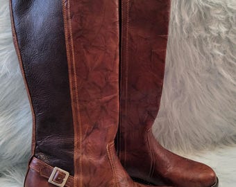 Vintage Handmade Bespoke Leather Knee High Equestrian Polo Riding Boots W 8