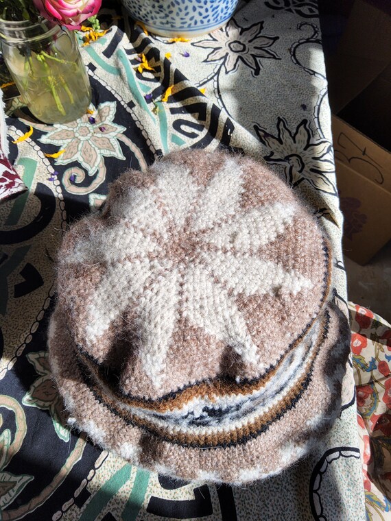 Peruvian Rustic Crochet Roll-Up Bucket Hat Thick … - image 1