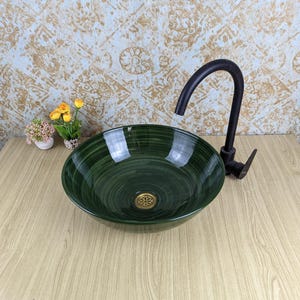 Drak Green Modern Ceramic sink:Vessel Sink,Handmade Sink,Hand Painted Sink,Ceramic Painted Sink, Kitchen Sink, Bathroom Sink,Moroccan Sink.