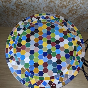 Vibrant and Colorful Customizable Handmade Moroccan Mosaic Table – Zellij Round Patio and Garden Table , Outdoor Coffee, Side Table Art