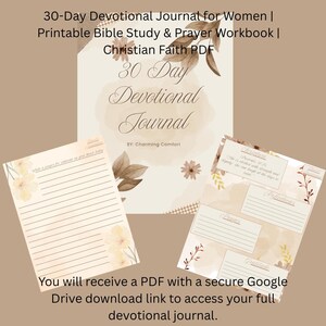 30-Day Devotional Journal for Women | Printable Bible Study & Prayer Journal | Christian Faith Workbook | Charming Comfort