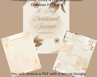 30-Day Devotional Journal for Women | Printable Bible Study & Prayer Journal | Christian Faith Workbook | Charming Comfort