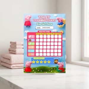 Little Piggy Toilet Training Chart Editable Kids Reward Chart Printable Pink Piggy Potty Training Chart Template Instant Download