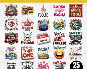 April Fools SVG Bundle, Funny Prank Designs, Retro Humor Art (25 Designs)
