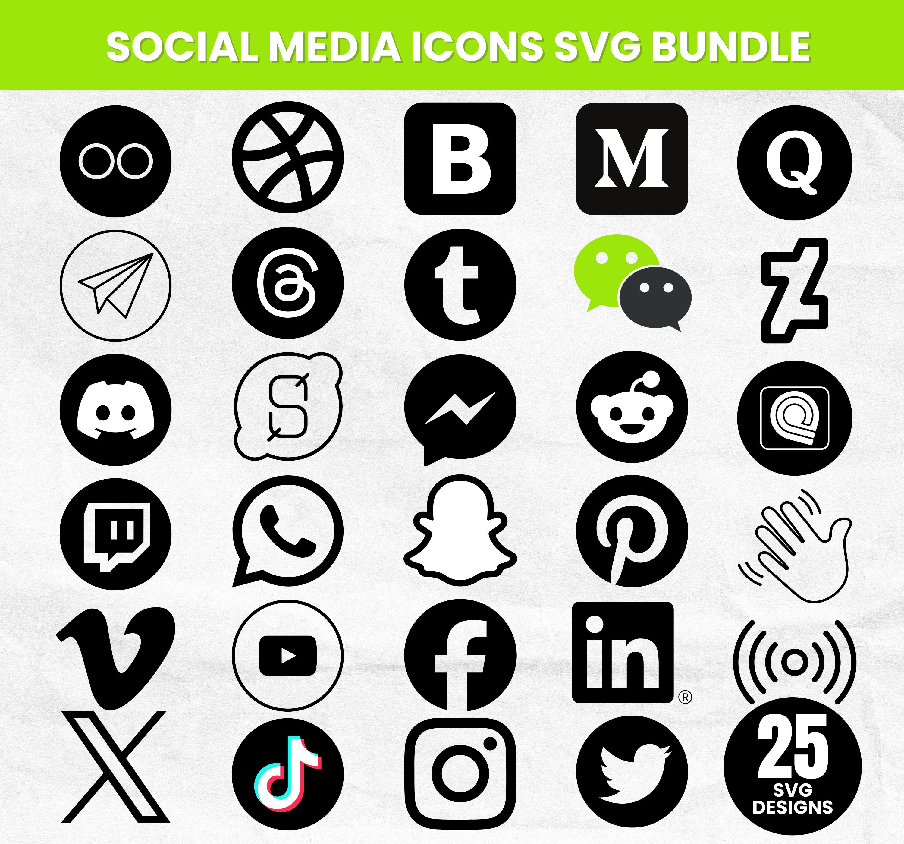 Social Media Icons SVG Bundle, Digital Marketing Logos Vector (PNG) - Etsy