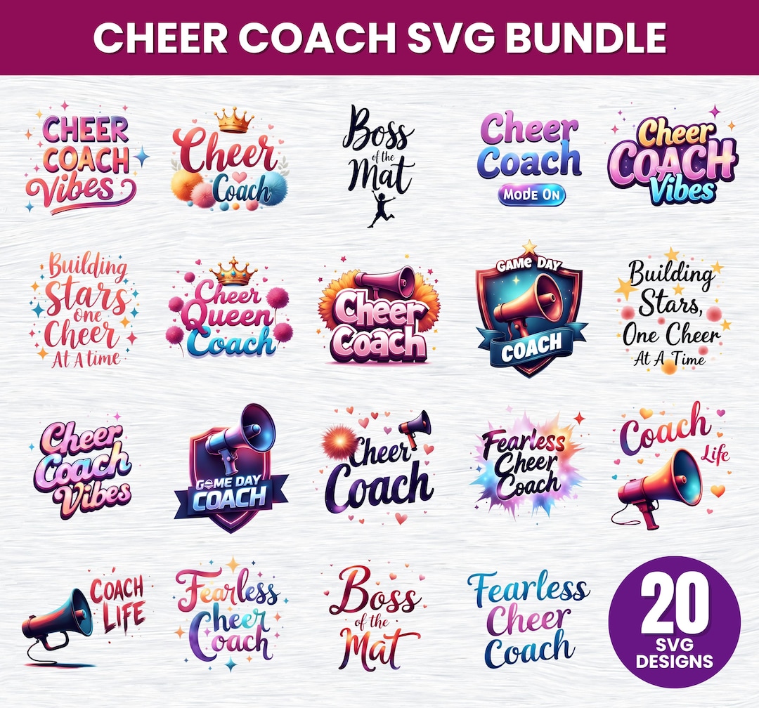 Cheer Coach SVG Bundle: 20 Designs for Gifts & Apparel (digital ...