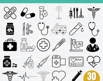 Medical Symbol SVG Bundle | Healthcare Clipart (png, jpg, pdf)