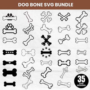 Dog Bone SVG Bundle, Puppy Treat Clip Art, Retro Pet Design