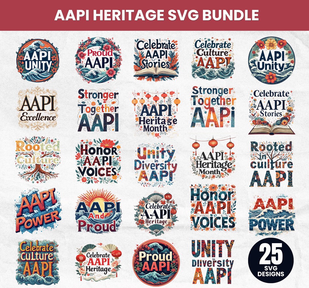 AAPI Heritage Month SVG Bundle, Cultural Diversity, Lotus Pattern ...