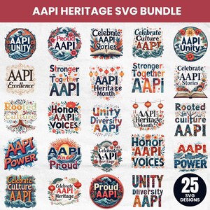 AAPI Erb Monat SVG Bundle, kulturelle Vielfalt, Lotus Muster, Stolz Shirt Design (svg, png, pdf)