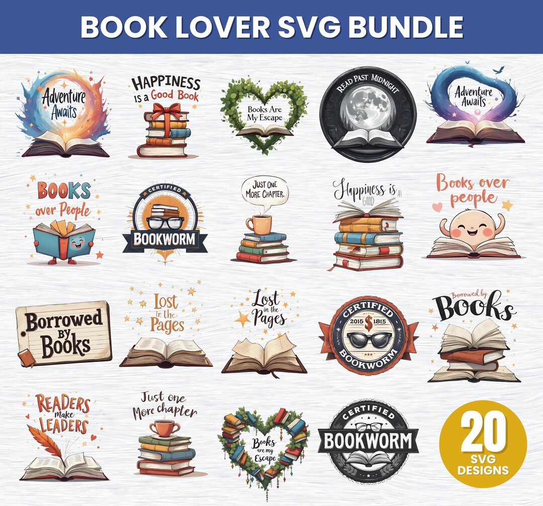 Book Lover SVG Bundle: Bookworm & Spicy Book Designs (digital Download ...