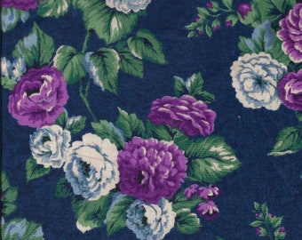 Purple Flowers Fabric Sold By The Half Yard