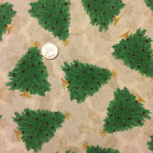 Christmas Tree Cream Fabric Sold By The Half Yard