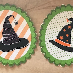 Witches Hats Green Fabric Sew-On Appliqué