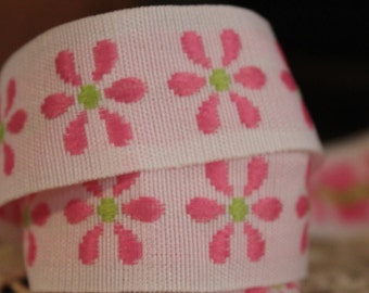 Embroidery Pink Flower Ribbon