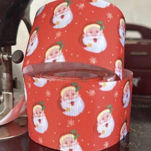 Fita de Papai Noel de 1 1/2" de gorgorão vendida por jarda, fita de gorgorão, suprimentos para laços de cabelo, acabamento em poliéster, fita para artesanato, fabricação de laços faça você mesmo