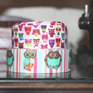 Owls Grosgrain Ribbon, Grosgrain Ribbon, Hair Bow Supplies, Polyester Trim, Crafting Ribbon, DIY Bow Making, Junk Journaling