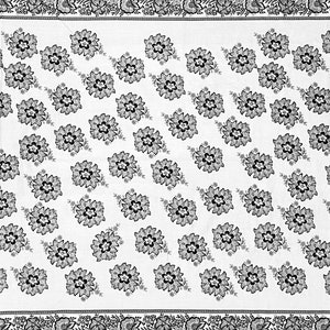 Black and White Flowers Fabric Sold By The Half Yard
