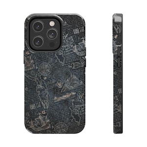 Vintage Karte Telefonhülle, Meeresforscher-Abdeckung, Einzigartiges Geschenk für Reisende, Seekarte Design, Benutzerdefinierte Marinedruck