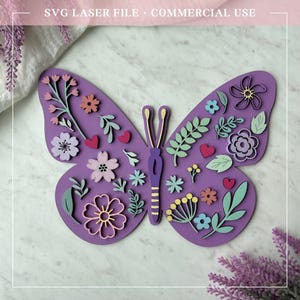 File SVG per taglio laser a farfalla, fai da te, artigianato per bambini, opzione nome personalizzato, attività per feste di compleanno, bomboniera, decorazione da parete, kit di pittura fai da te per ragazze, download digitale