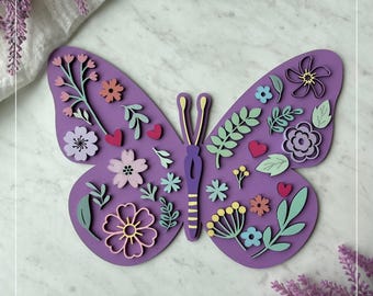 Butterfly SVG Laser Cut File DIY Kids Craft Custom Name Option Birthday Party Activity Favor Wall Decor Girl DIY Paint Kit Digital Download
