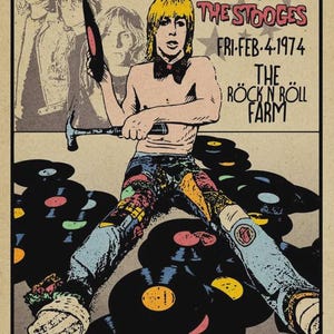 Iggy Pop & The Stooges 1974 Concert Poster 13&quot;x19