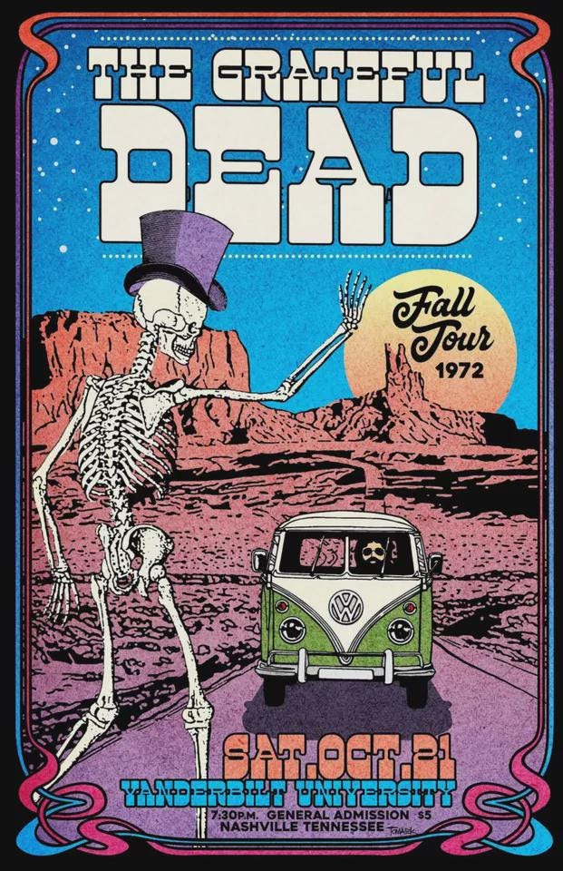 Discover Grateful Dead 1972 Fall Tour Concert Poster