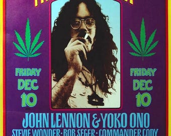 John Lennon & Yoko Ono Concert Poster December 10, 1969, John SInclair Freedom Rally -13"x19"