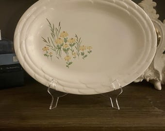 Vintage 1941 Stetson China USA Susanne 11" Oval Serving Platter Embossed Floral