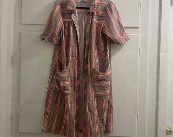 Vintage Models Coat Striped House Dress Vintage House Dress Size Medium Pockets