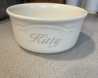 Vintage Pfaltzgraff USA Ceramic Round Tea Rose "Kitty" Cat Food Dish Bowl