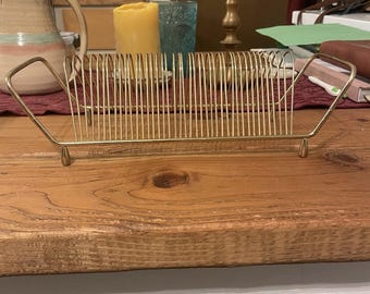 Vintage Metal Gold Wire 40 Slot Record Rack Vinyl Records