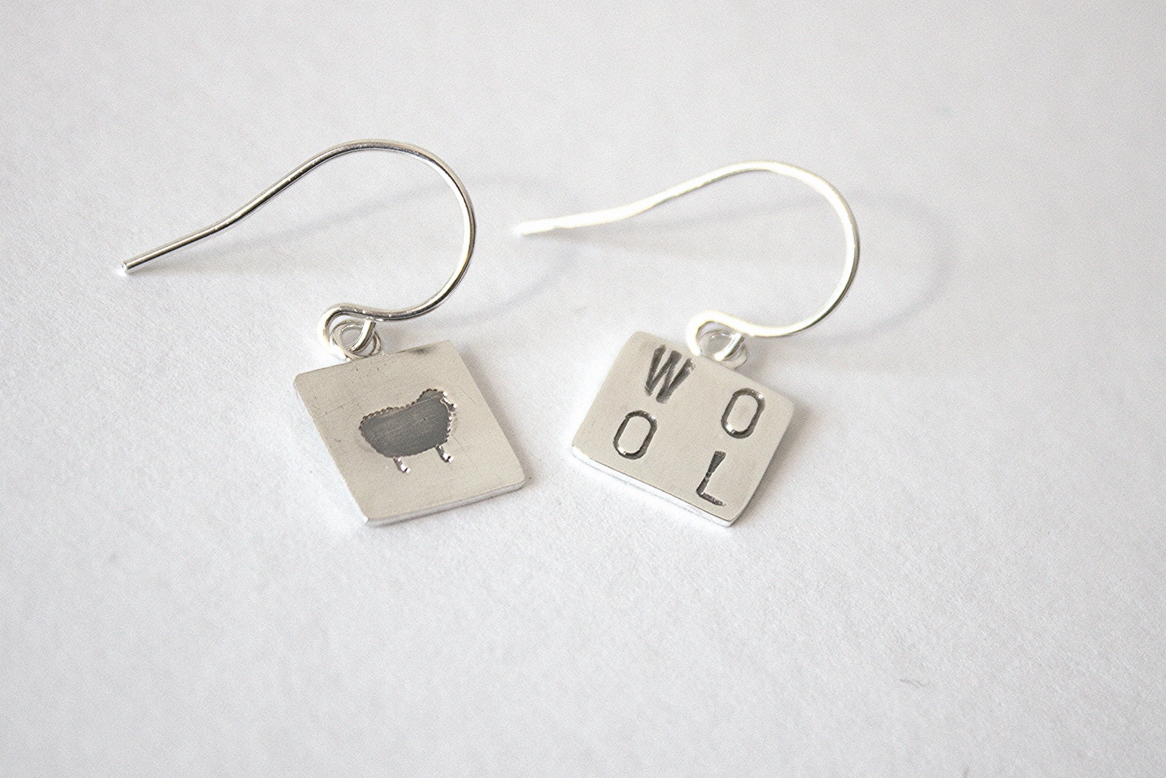 Knitting Earrings, WOOL/Sheep Earrings, gift for knitter, gift for crocheter, animal earrings, dangle earrings, silver earrings