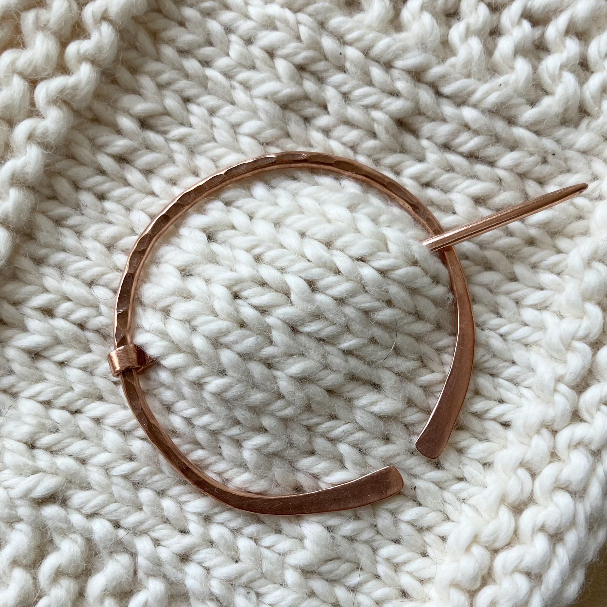 Shawl Pin, Copper Pin, Penannular Brooch, Penannular Shawl Pin, Hammered Copper Pin