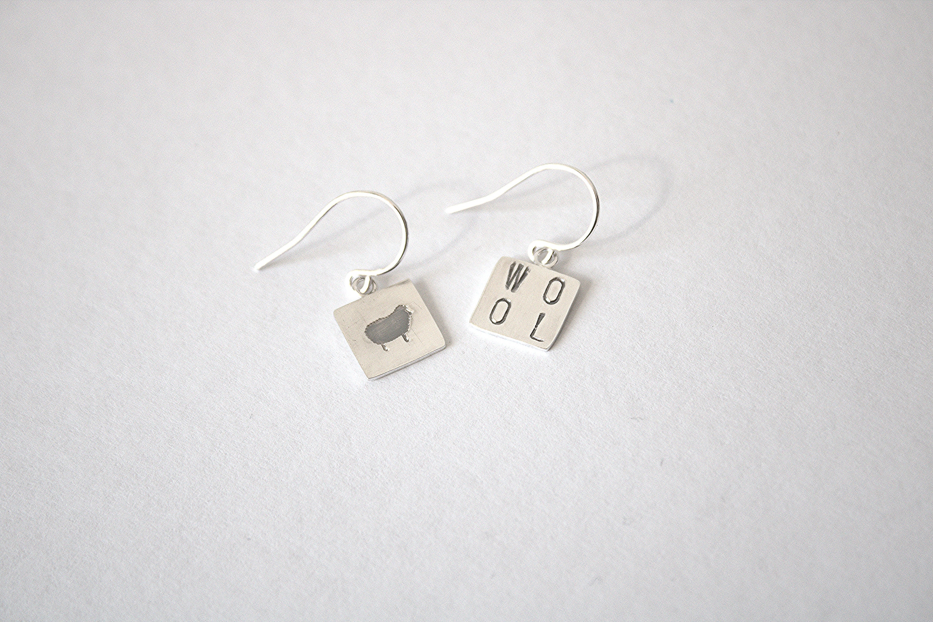 Knitting Earrings, WOOL/Sheep Earrings, gift for knitter, gift for crocheter, animal earrings, dangle earrings, silver earrings - Thumbnail 3