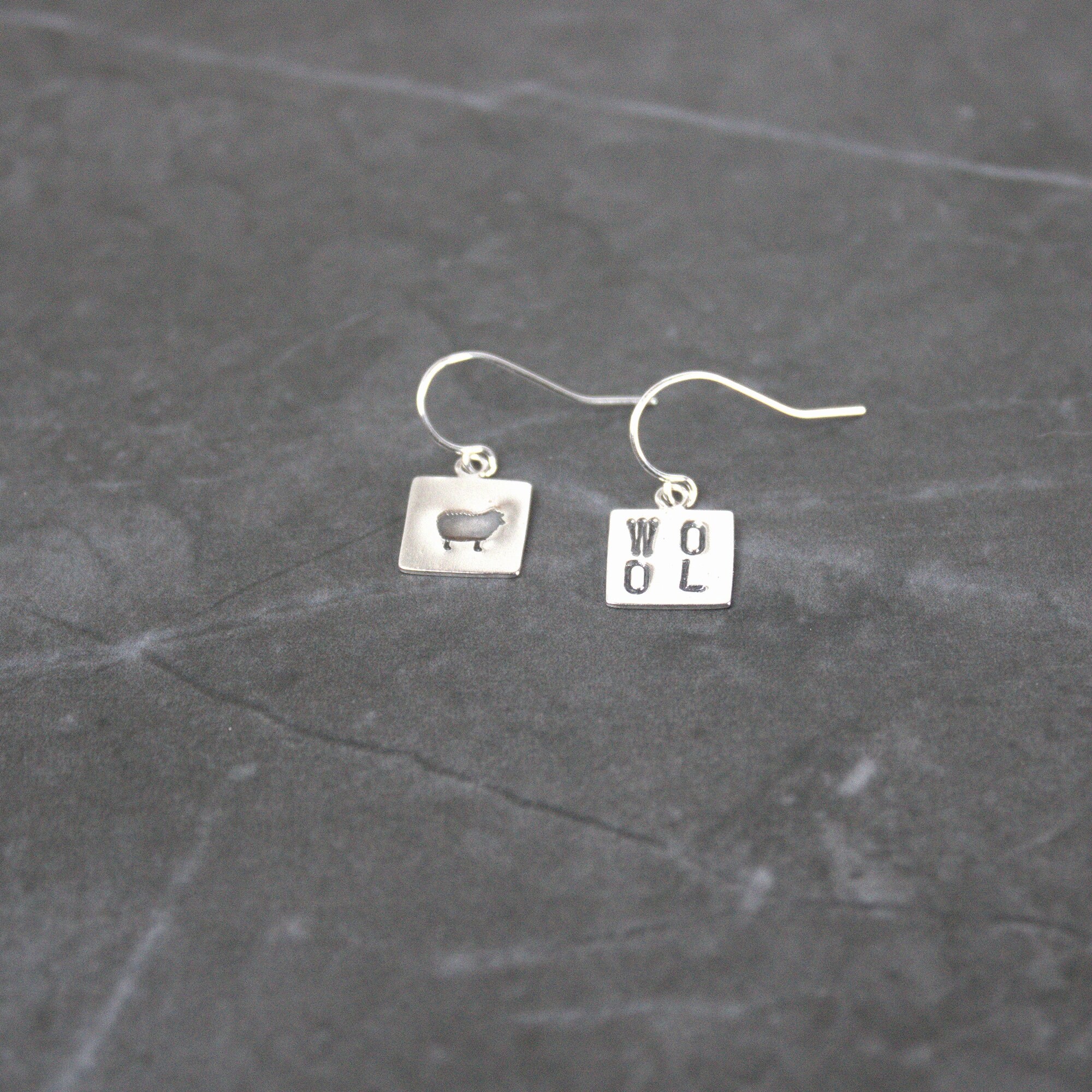 Knitting Earrings, WOOL/Sheep Earrings, gift for knitter, gift for crocheter, animal earrings, dangle earrings, silver earrings - Thumbnail 2