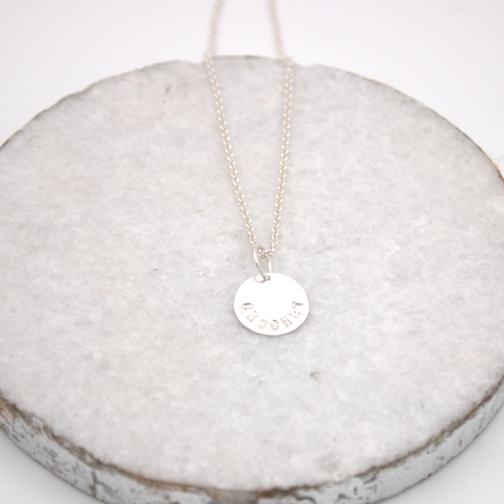 Crochet Charm, Charm Necklace, Gift for Crocheter, Crochet Charm Necklace, Small Charm,  Cable Chain, Sterling Silver Charm Necklace - Thumbnail 3