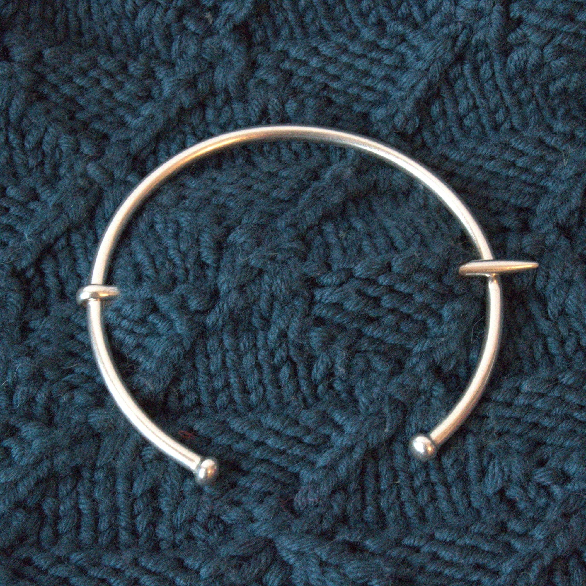 Shawl Pin, Metal Pin, Brooch, Penannular Pin, Silver Pin, Gift for Knitter, Gift for Crocheter - Thumbnail 3