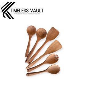 6-PCS Wooden Utensils Set Kitchen-Cooking Utensils Set Wooden Spoon Spatula NEW
