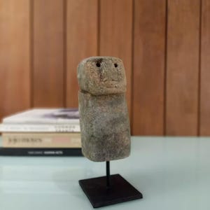 Primitive Stone Statue with stand, Stone Sculptue, Hand Carved, Stone Figurines, Decorative Art Object, Antique Statue, Home Decoration LA32