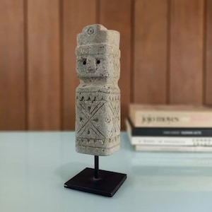 Primitive Stone Statue with stand, Stone Sculptue, Hand Carved, Stone Figurines, Decorative Art Object, Antique Statue, Home Decoration LA34